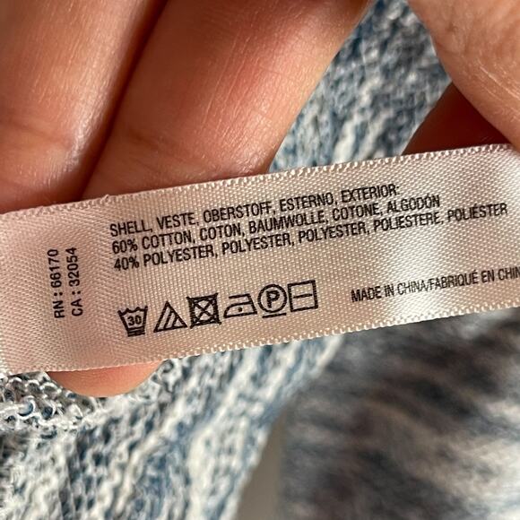 Anthropologie Saturday Sunday Moto Jacket Womens Small Blue Hooded Knit Full Zip - Picture 7 of 11